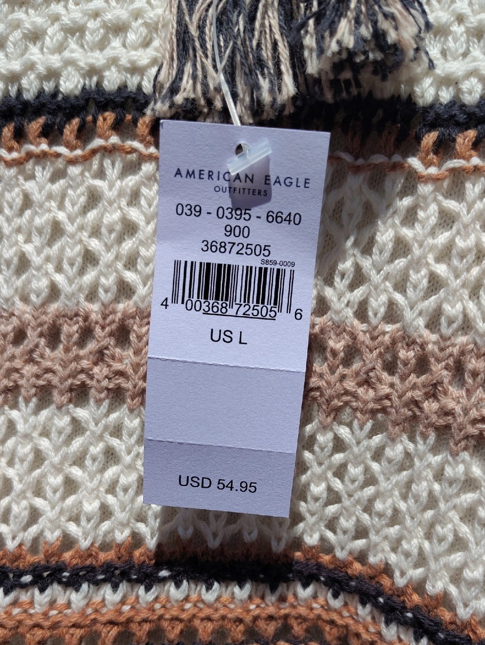 American Eagle White and Brown Striped Crocheted Knit Sundress Size Large New - Picture 6 of 12